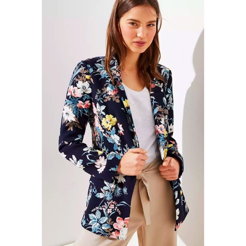 Loft Floral Open Front Blazer